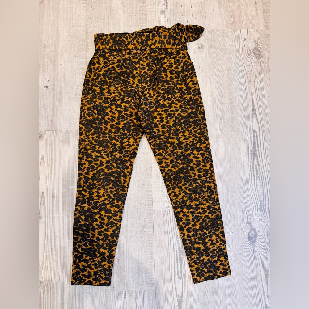 Hunter Bell Leopard Patterned Trousers with Bow Tie Belt